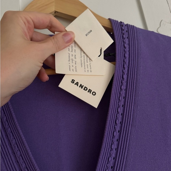 Sandro Purple Pointelle Knit Mini Dress sz 38 - Picture 13 of 15